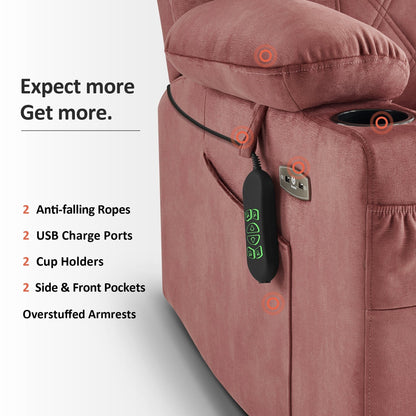 Poltrona reclinabile elettrica MCombo Small con doppio motore, massaggio, doppio riscaldamento, poggiatesta regolabile, tessuto 7222