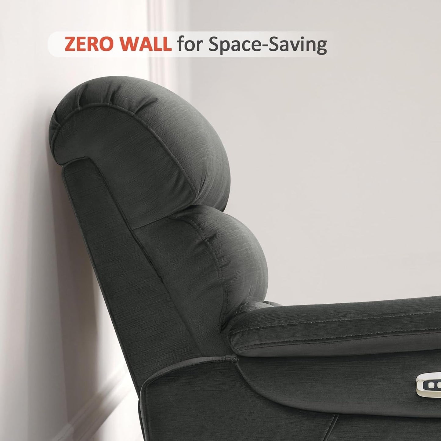 Poltrona reclinabile elettrica MCombo Zero Wall-Hugger con poggiatesta regolabile, perfetta per piccoli spazi e camper, tessuto ST257