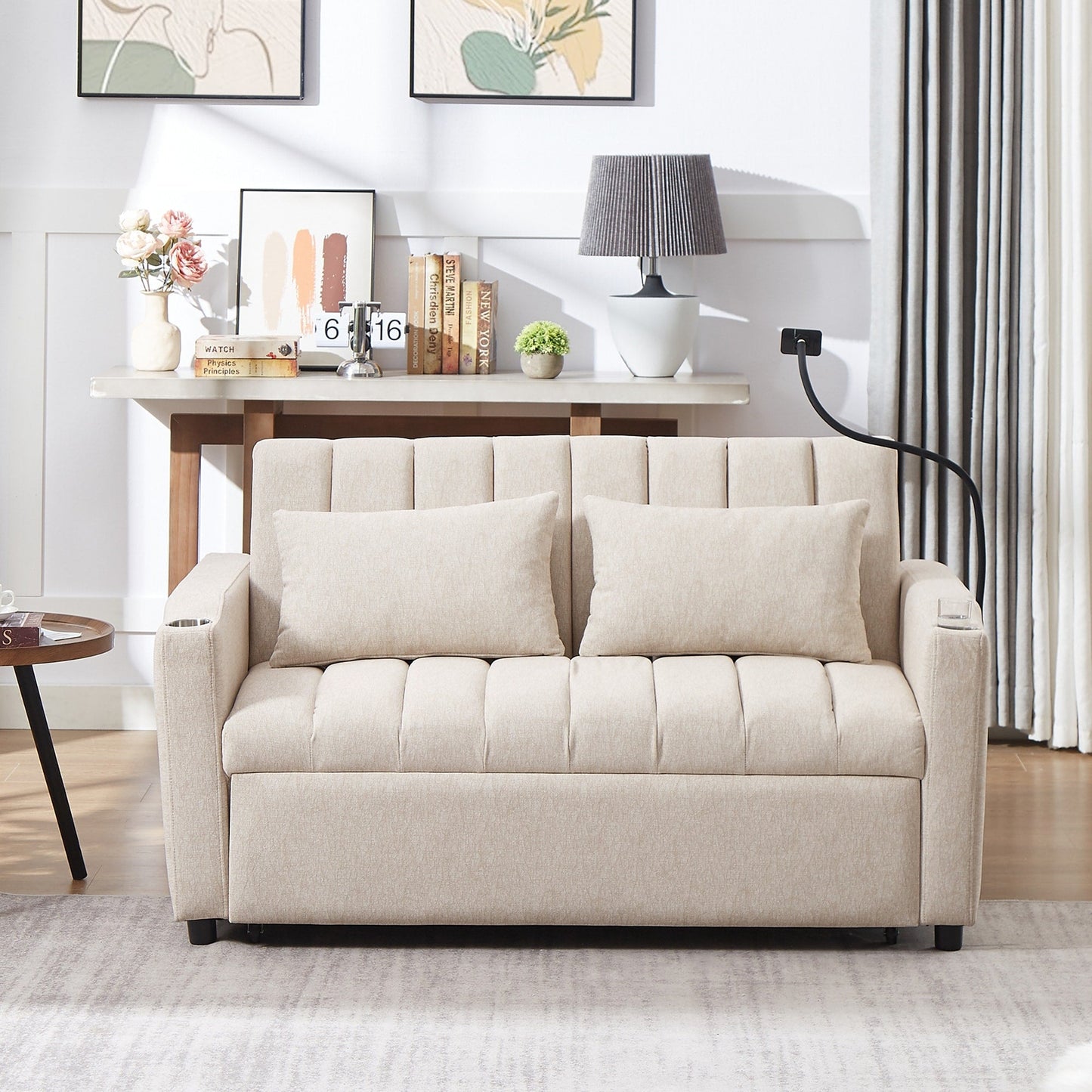 Divano a due posti trasformabile MERAX, divano letto estraibile