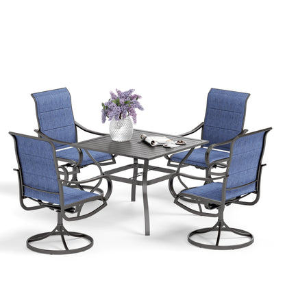 MAISON ARTS Set da pranzo da giardino da 5 pezzi con sedie girevoli in tessuto