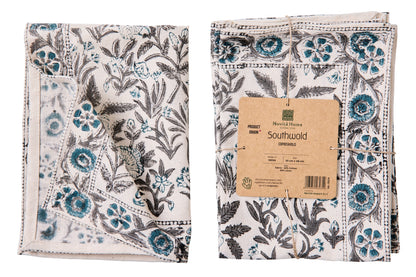 Southwold - Sottopiatti Set 1/4 Fantasia Blu E Grigio Stampa Blocco