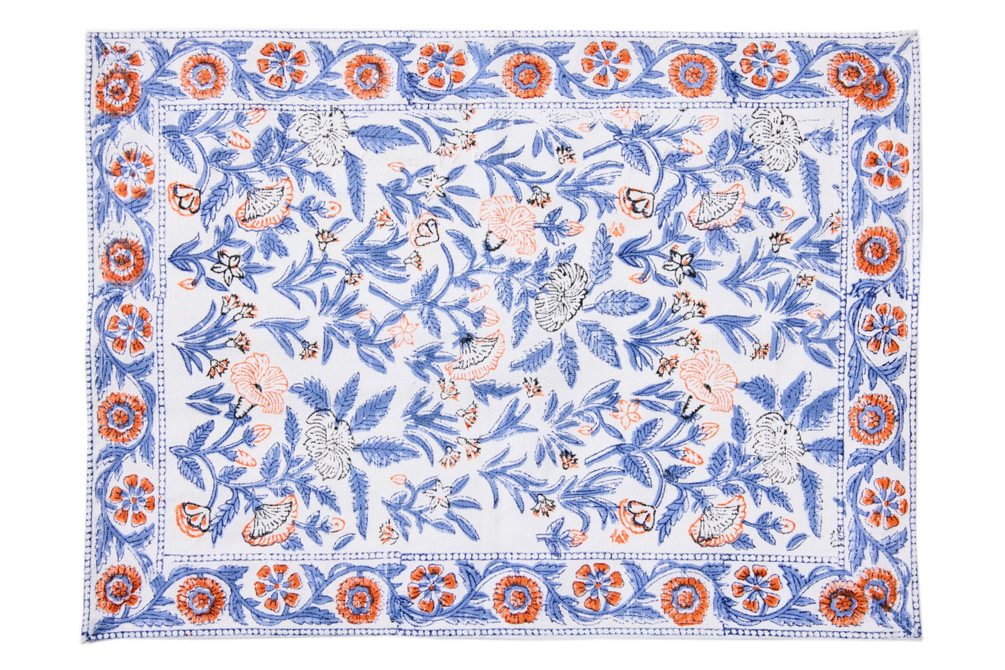 Southwold - Sottopiatti Set 1/4 Fantasia Fiori Blu Arancio Prin