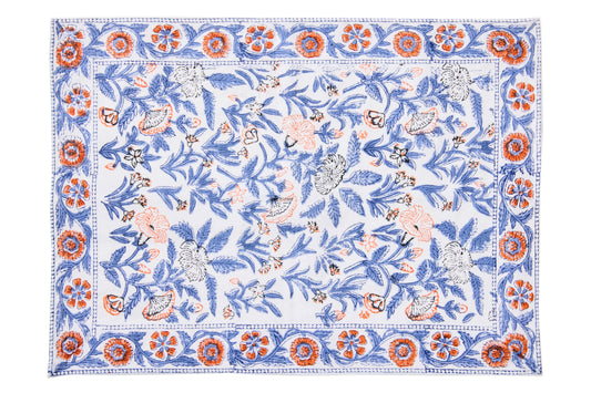 Southwold - Sottopiatti Set 1/4 Fantasia Fiori Blu Arancio Prin