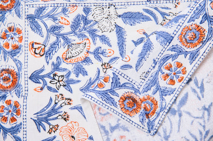 Southwold - Sottopiatti Set 1/4 Fantasia Fiori Blu Arancio Prin
