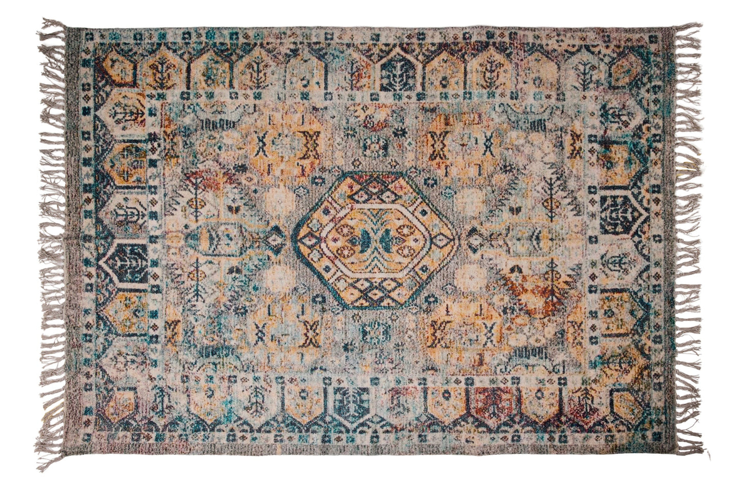 Kataoui - Tappeto 140X200 Tonalita' Blu E Giallo