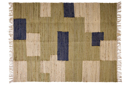Adana - Tappeto 140X200 Patch Verde,Blu, Naturale