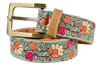 Skagit - Cintura Ricamata Mis. 90 Fondo Verde Giada