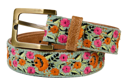 Skagit - Cintura Ricamata Mis. 100 Fondo Verde Giada Fiorellini