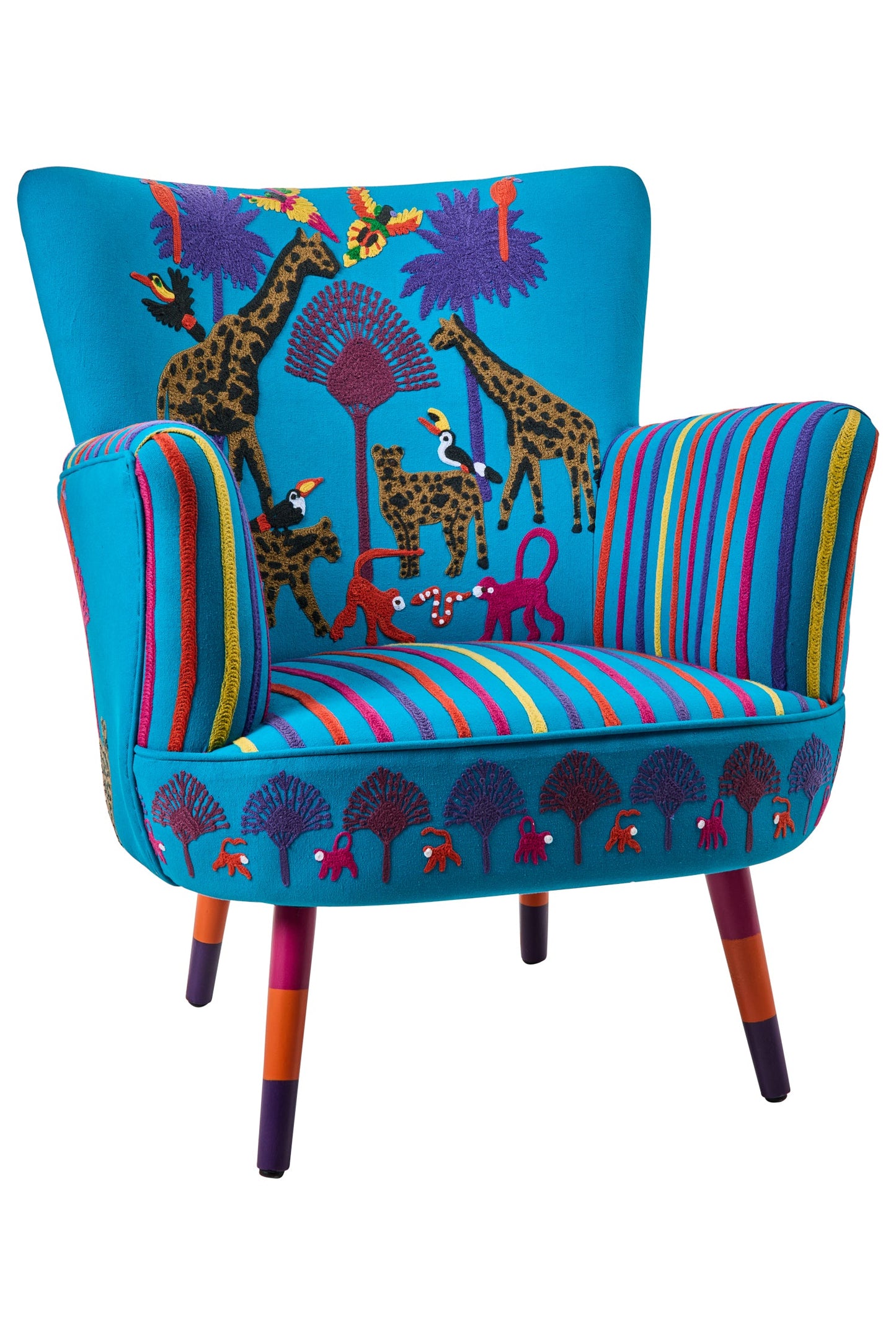 Cleopatra - Poltrona Ricamata Figura Di Animali Della Giungla