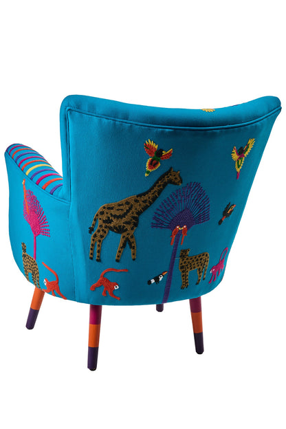 Cleopatra - Poltrona Ricamata Figura Di Animali Della Giungla