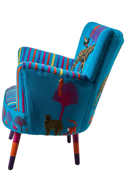 Cleopatra - Poltrona Ricamata Figura Di Animali Della Giungla