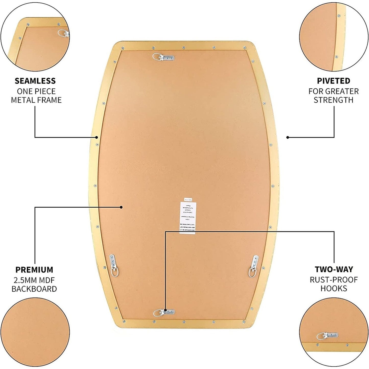Specchio da parete in metallo oblungo MacLuu