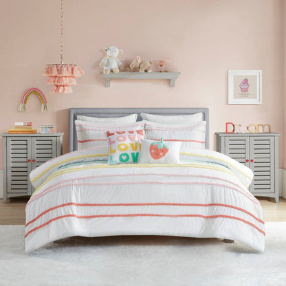 Set copripiumino in cotone Mackenzie con finiture in ciniglia di Intelligent Design Kids