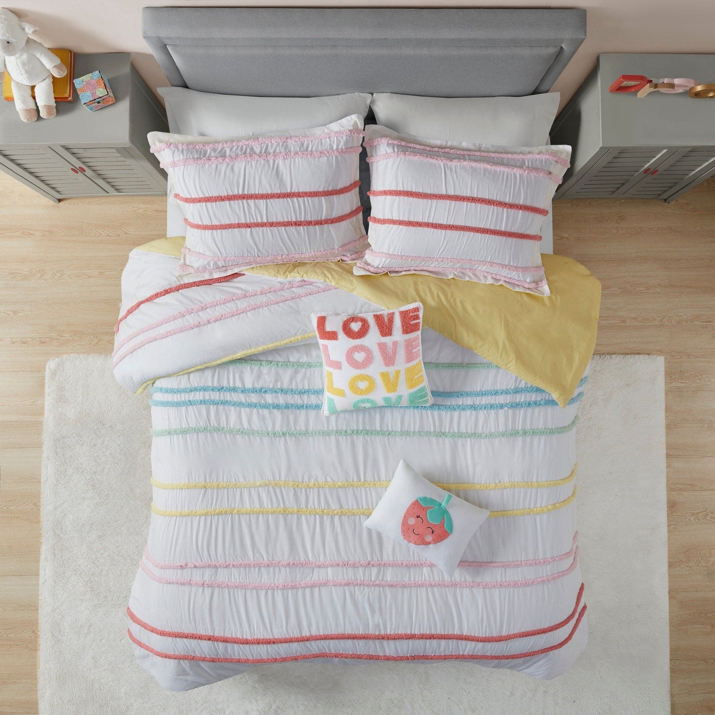 Set copripiumino in cotone Mackenzie con finiture in ciniglia di Intelligent Design Kids