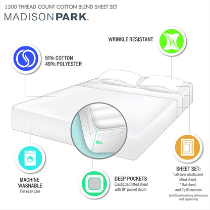 Madison Park 1500 fili misto cotone set di lenzuola 4 pezzi