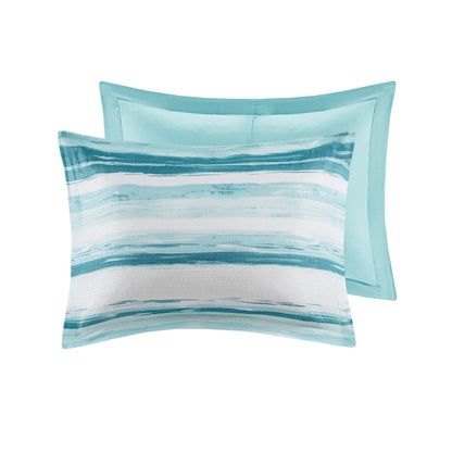 Collezione di 8 trapunte e copripiumini in seersucker stampato Madison Park Anchorage