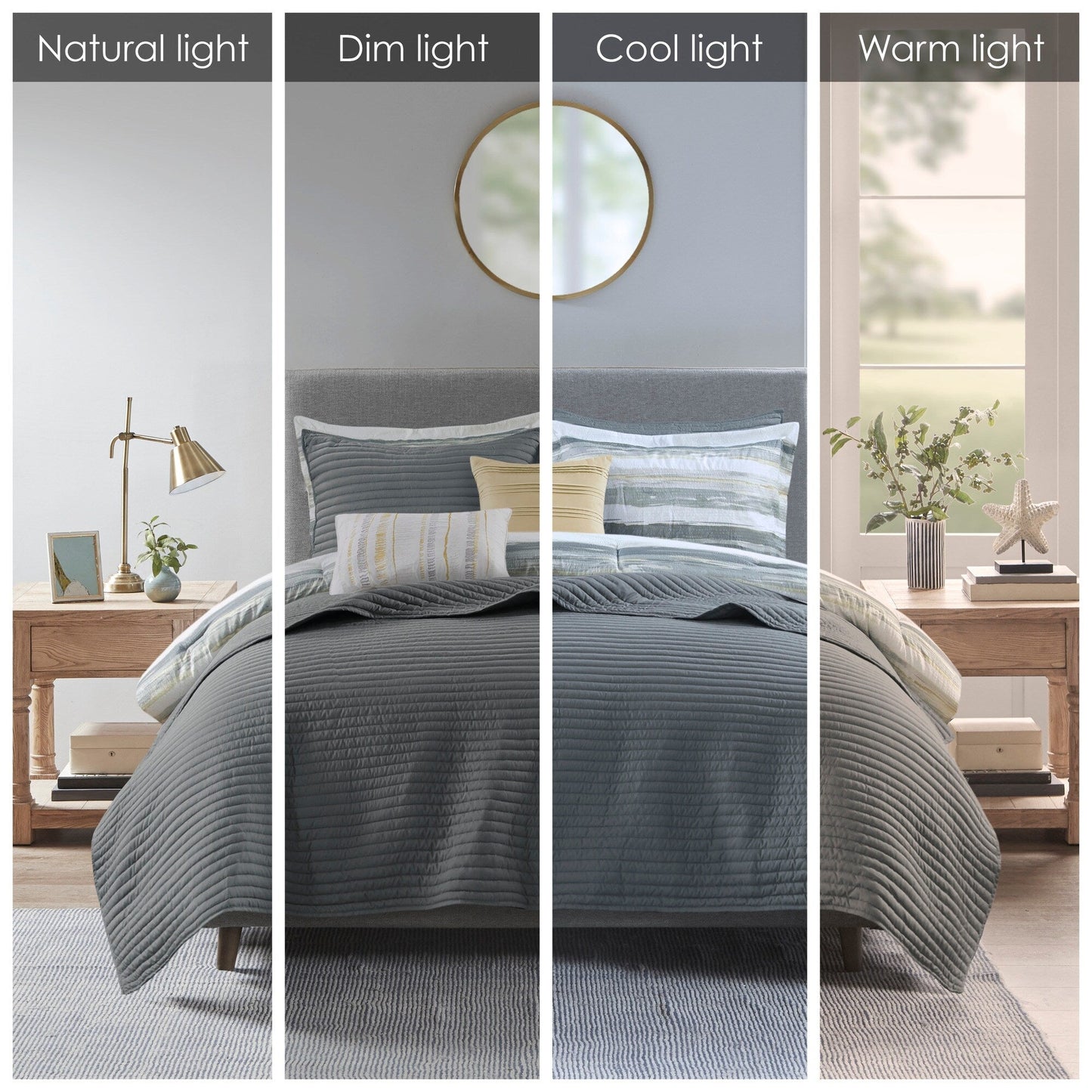 Collezione di 8 trapunte e copripiumini in seersucker stampato Madison Park Anchorage