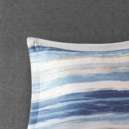 Collezione di 8 trapunte e copripiumini in seersucker stampato Madison Park Anchorage