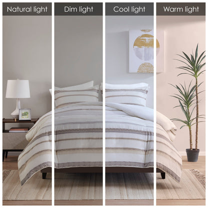 Set copripiumino Madison Park Langley in jacquard con fermagli, 3 pezzi (inserto escluso)