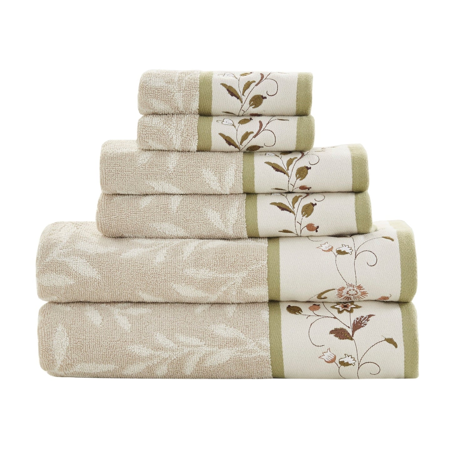Set di asciugamani Madison Park Belle in cotone jacquard ricamato, 6 pezzi