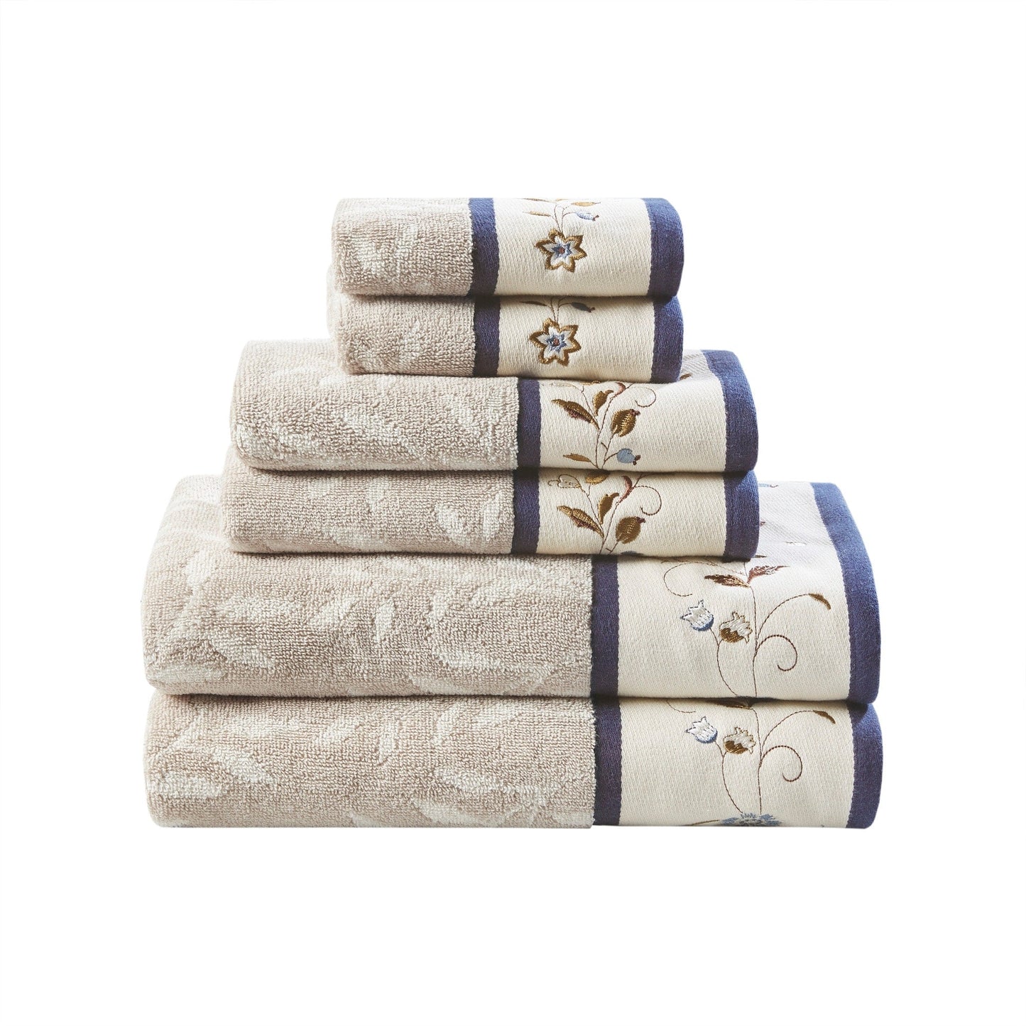 Set di asciugamani Madison Park Belle in cotone jacquard ricamato, 6 pezzi