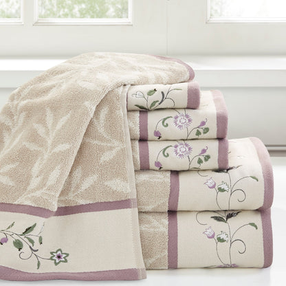 Set di asciugamani Madison Park Belle in cotone jacquard ricamato, 6 pezzi