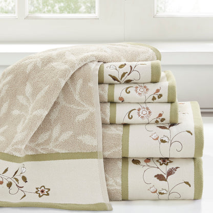 Set di asciugamani Madison Park Belle in cotone jacquard ricamato, 6 pezzi