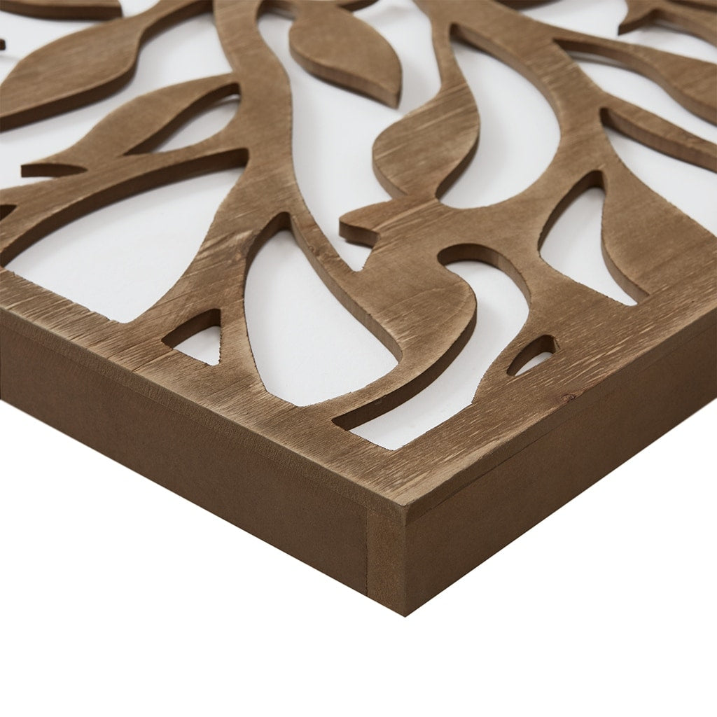 Set di decorazioni da parete in legno bicolore con motivo botanico Madison Park Birch Palms Birch