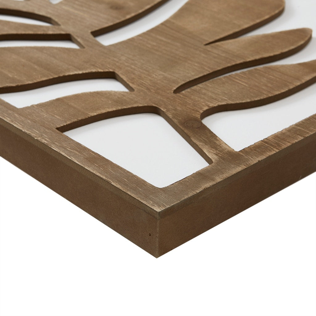 Set di decorazioni da parete in legno bicolore con motivo botanico Madison Park Birch Palms Birch