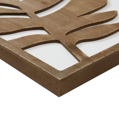 Set di decorazioni da parete in legno bicolore con motivo botanico Madison Park Birch Palms Birch