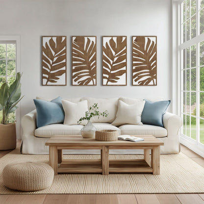 Set di decorazioni da parete in legno bicolore con motivo botanico Madison Park Birch Palms Birch