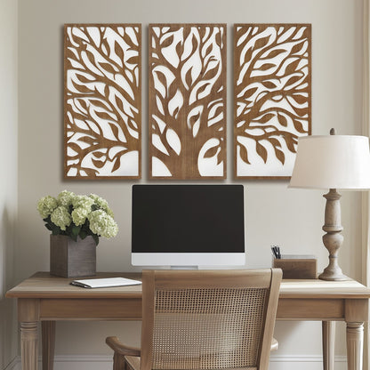 Set di decorazioni da parete in legno bicolore con motivo botanico Madison Park Birch Palms Birch