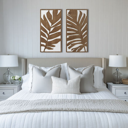 Set di decorazioni da parete in legno bicolore con motivo botanico Madison Park Birch Palms Birch