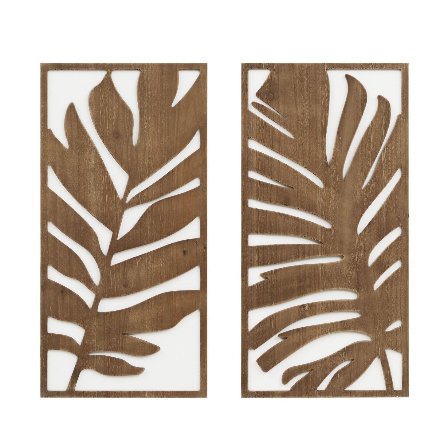 Set di decorazioni da parete in legno bicolore con motivo botanico Madison Park Birch Palms Birch