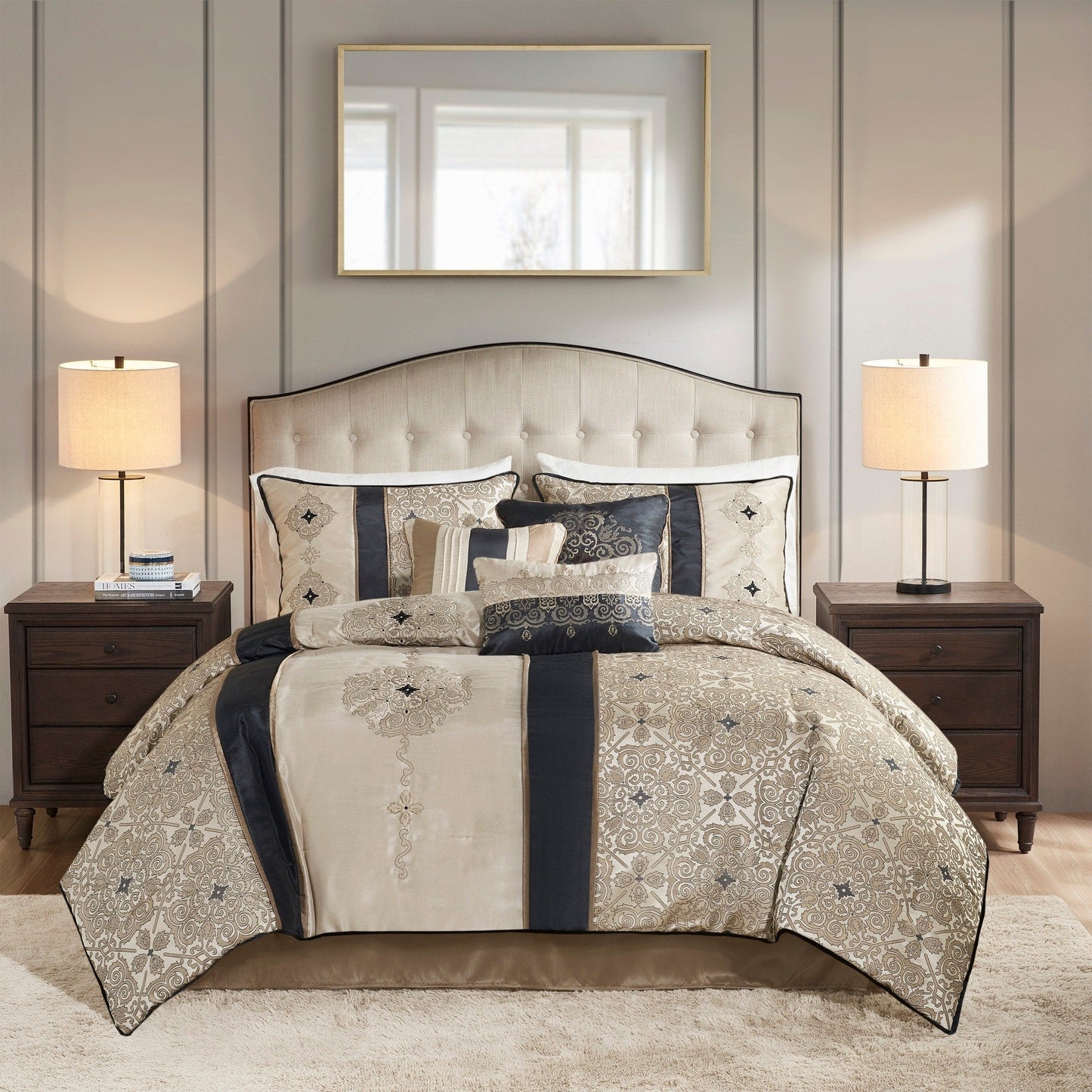 Set copripiumino jacquard da 7 pezzi Madison Park Blaine con cuscini decorativi