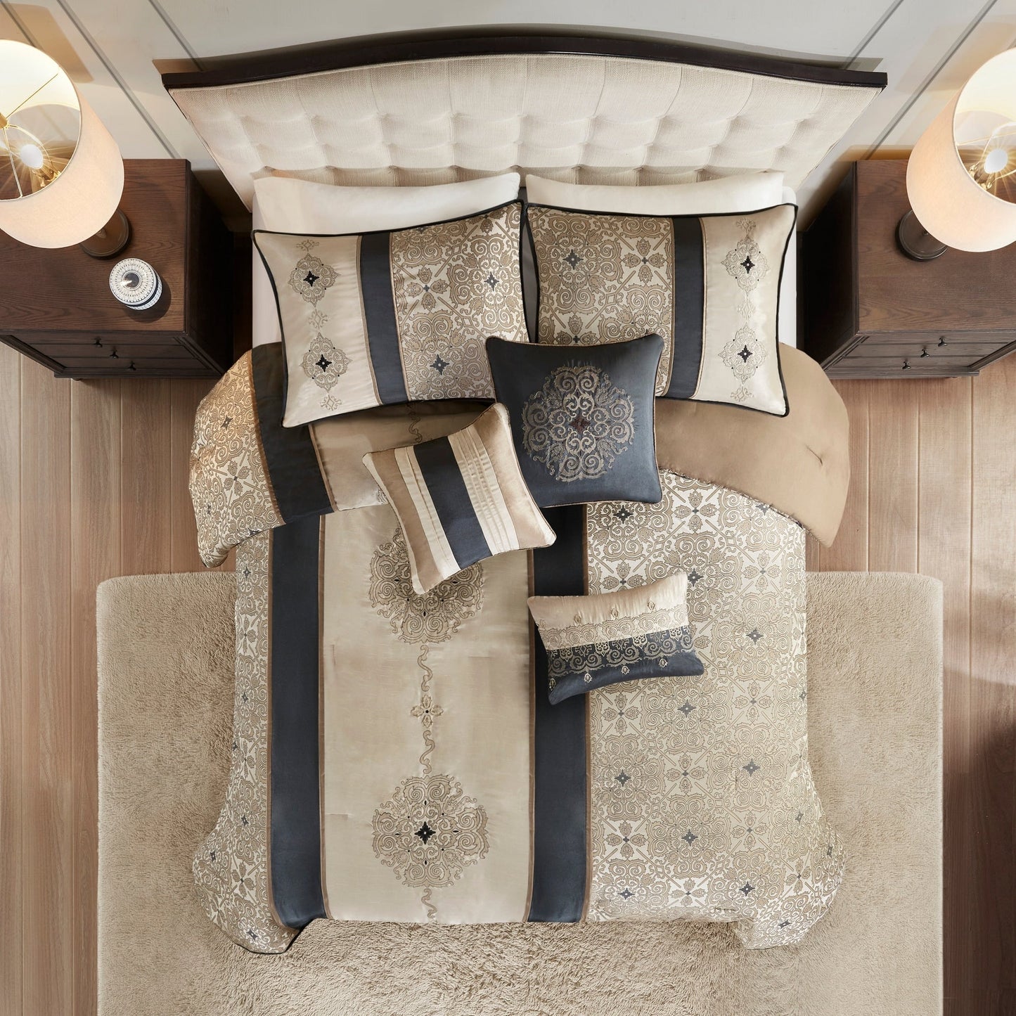 Set copripiumino jacquard da 7 pezzi Madison Park Blaine con cuscini decorativi