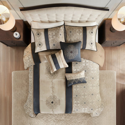 Set copripiumino jacquard da 7 pezzi Madison Park Blaine con cuscini decorativi