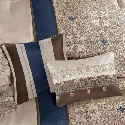 Set copripiumino jacquard da 7 pezzi Madison Park Blaine con cuscini decorativi