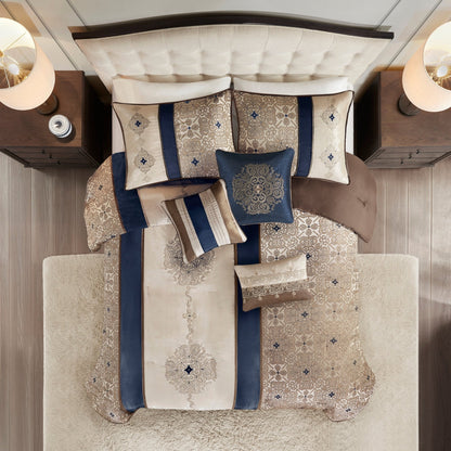 Set copripiumino jacquard da 7 pezzi Madison Park Blaine con cuscini decorativi