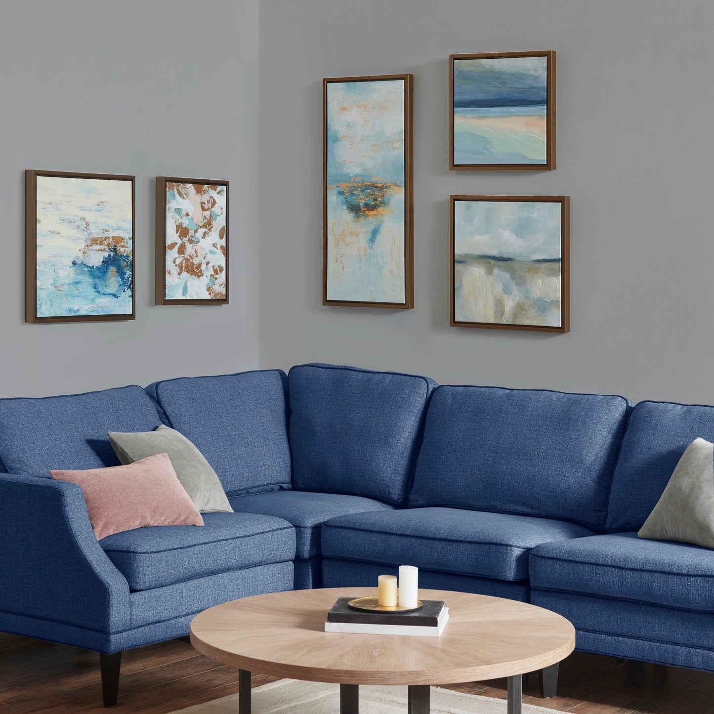 Set di 5 tele da parete con cornice Madison Park Blue Horizon