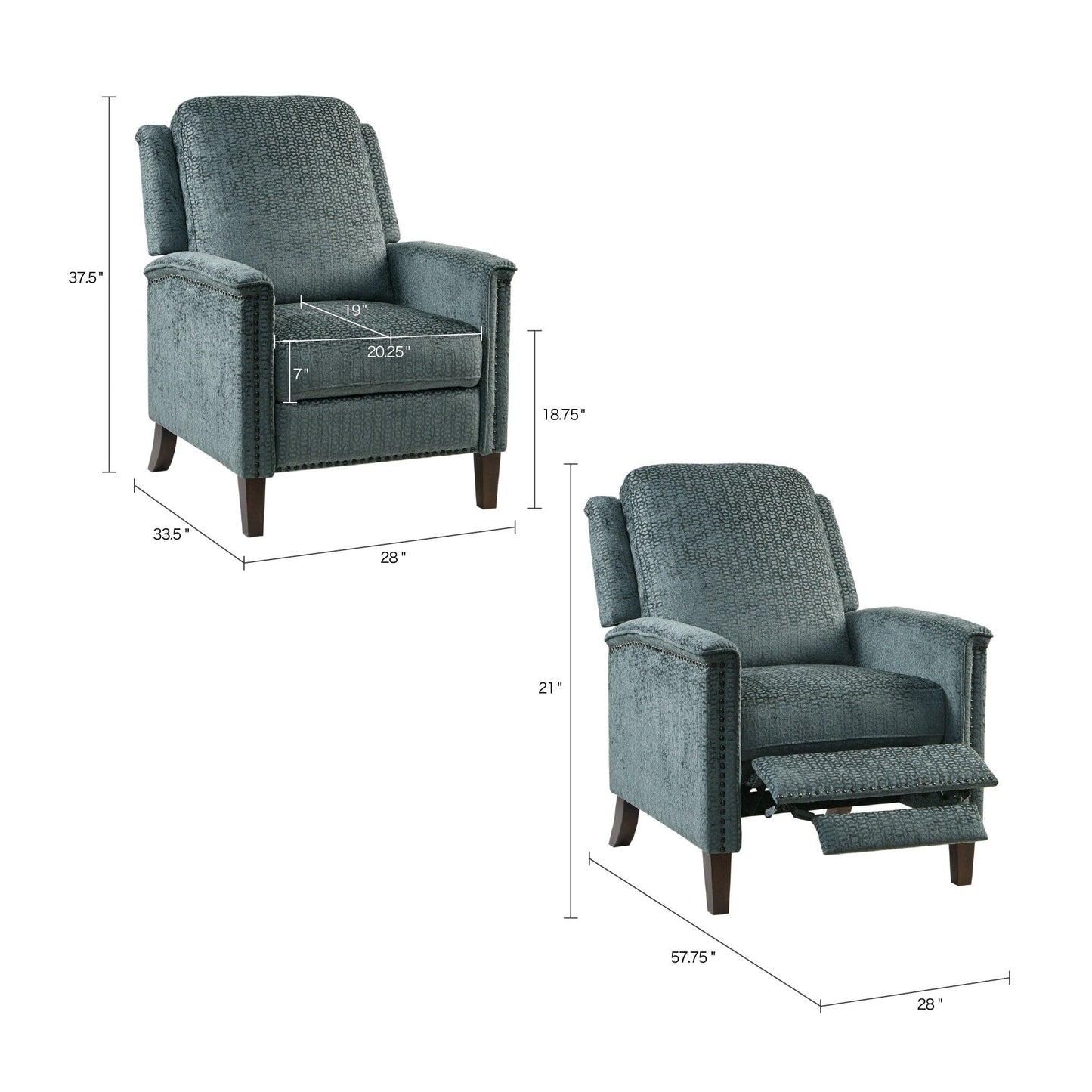 Poltrona reclinabile Madison Park Cecile Blue Push Back