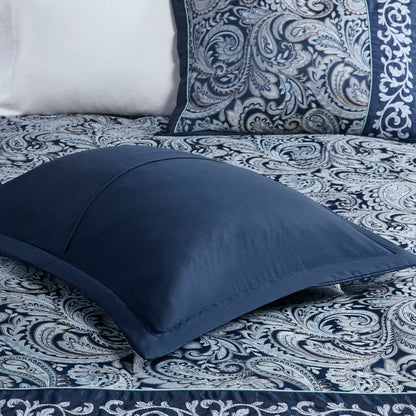 Set copripiumino jacquard Madison Park Elaine Navy da 7 pezzi