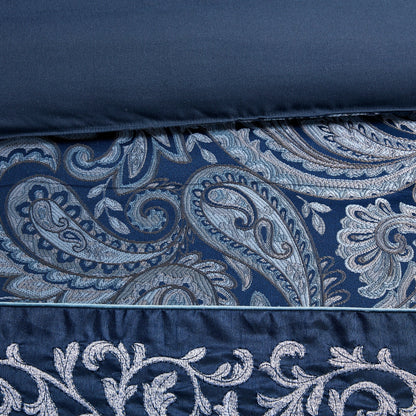 Set copripiumino jacquard Madison Park Elaine Navy da 7 pezzi