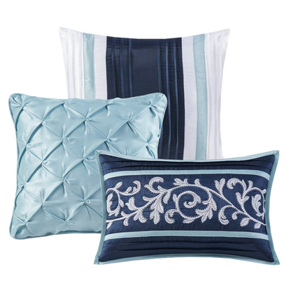 Set copripiumino jacquard Madison Park Elaine Navy da 7 pezzi
