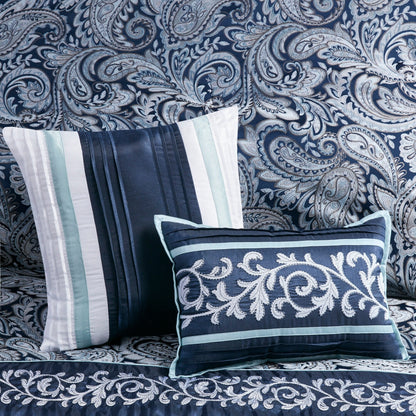 Set copripiumino jacquard Madison Park Elaine Navy da 7 pezzi
