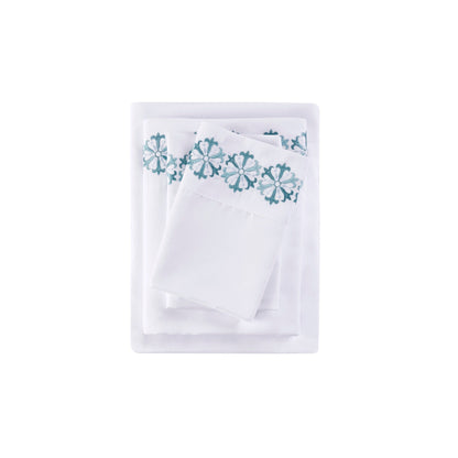 Set di lenzuola in microfibra ricamata Madison Park da 4 pezzi