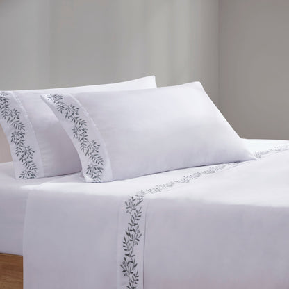 Set di lenzuola in microfibra ricamata Madison Park da 4 pezzi