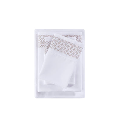 Set di lenzuola in microfibra ricamata Madison Park da 4 pezzi