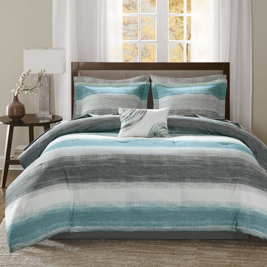 Madison Park Essentials Barret Aqua Set piumone con lenzuola in cotone