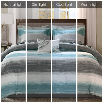 Madison Park Essentials Barret Aqua Set piumone con lenzuola in cotone